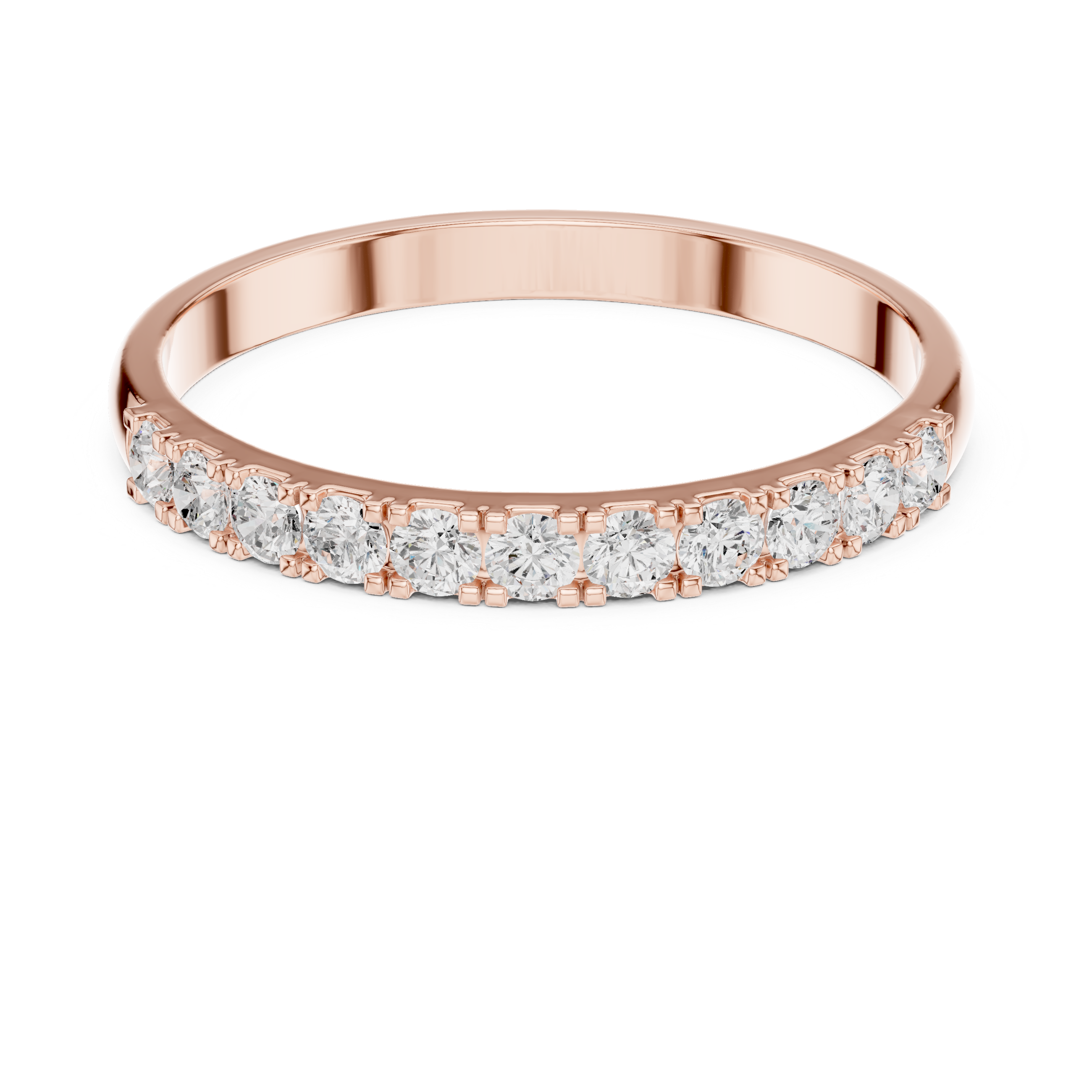Gold Pave Band Round Lab Grown Diamond Anora Ring