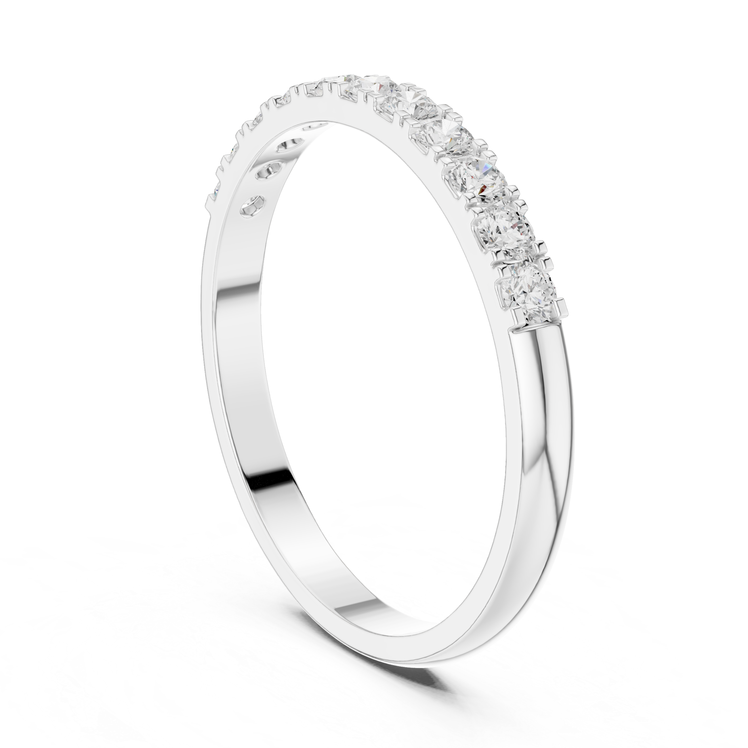 Gold Pave Band Round Lab Grown Diamond Anora Ring