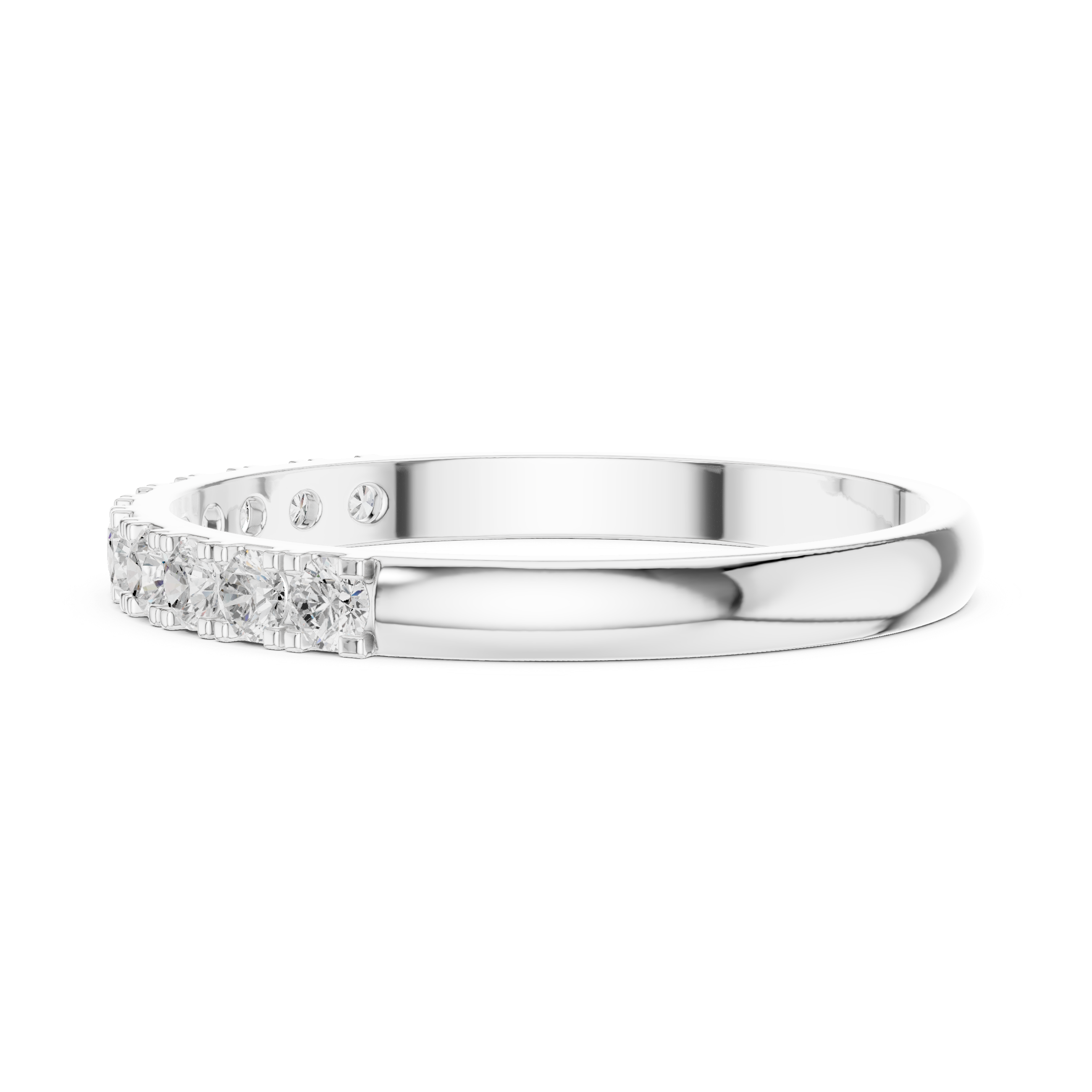 Gold Pave Band Round Lab Grown Diamond Anora Ring