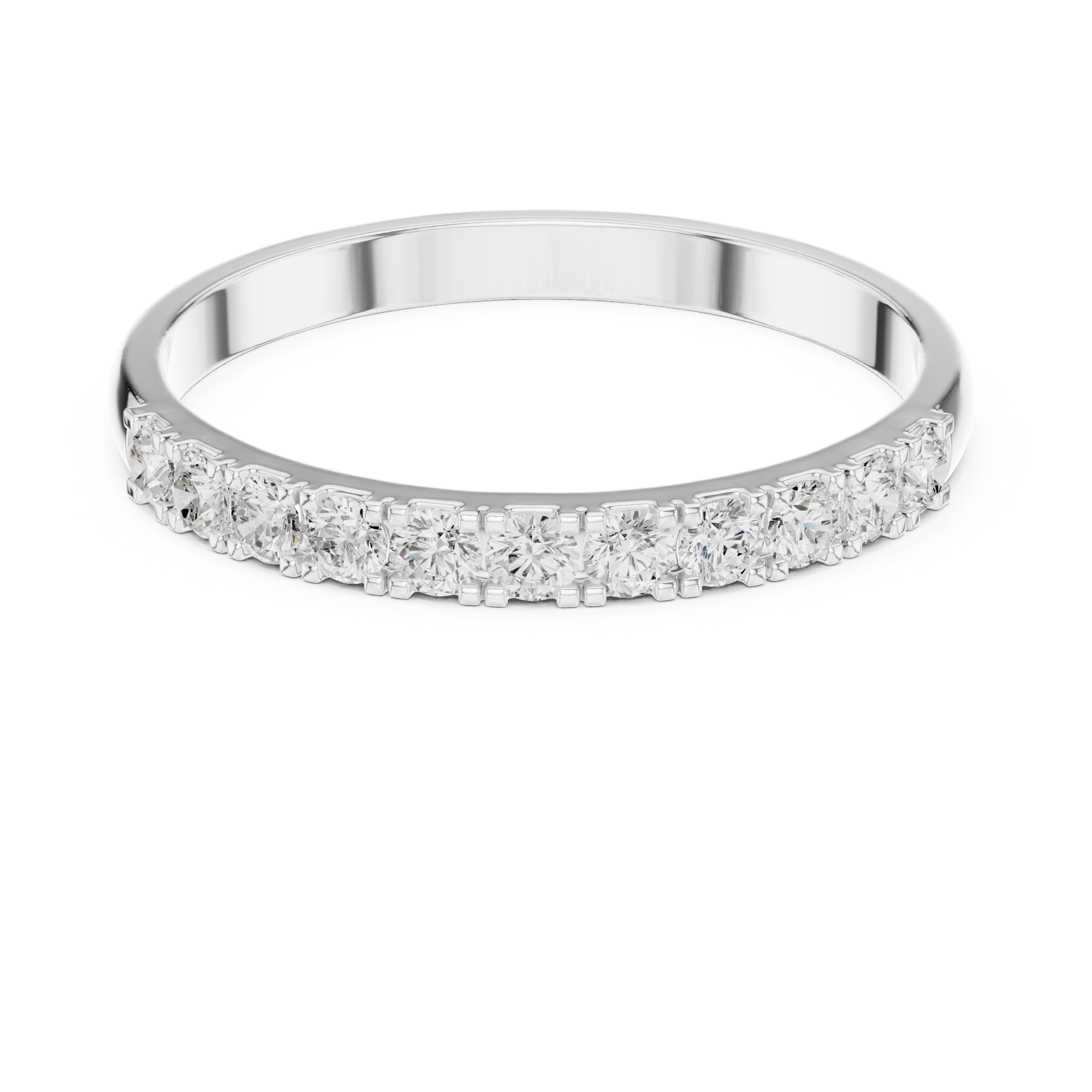 Gold Pave Band Round Lab Grown Diamond Anora Ring