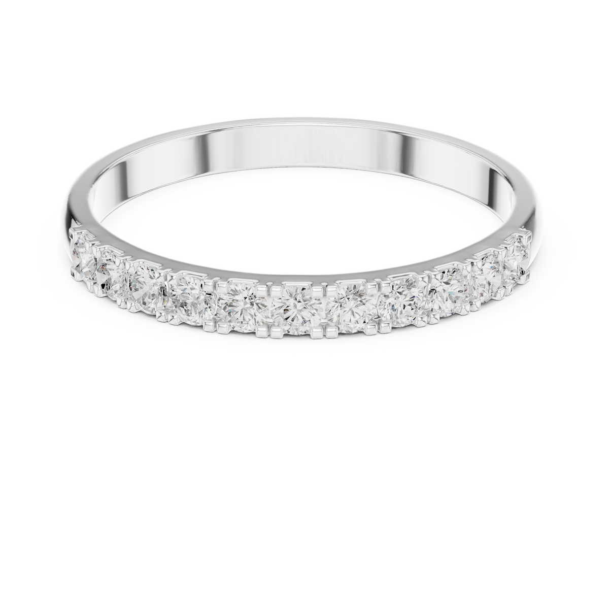 Gold Pave Band Round Lab Grown Diamond Anora Ring