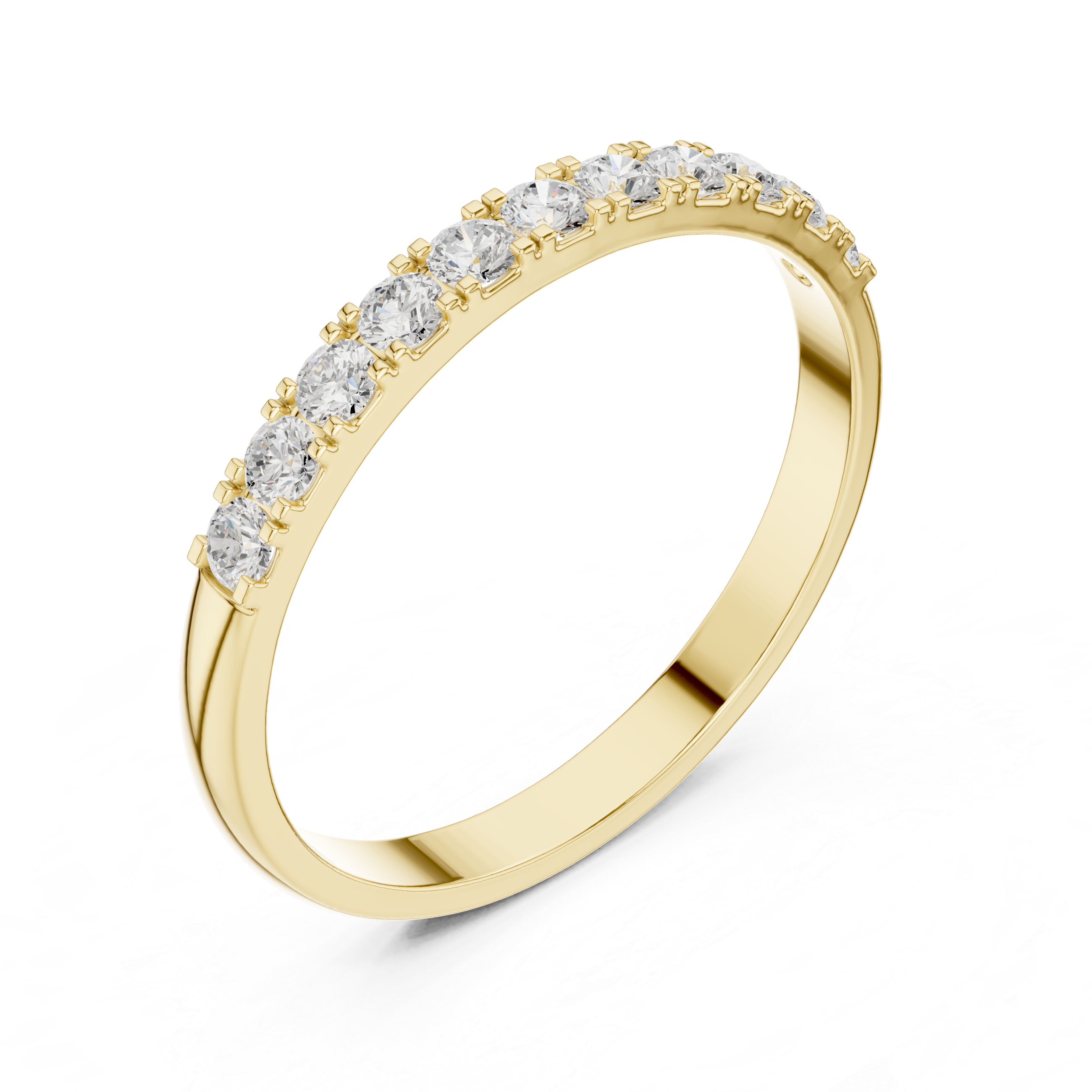 Gold Pave Band Round Lab Grown Diamond Anora Ring