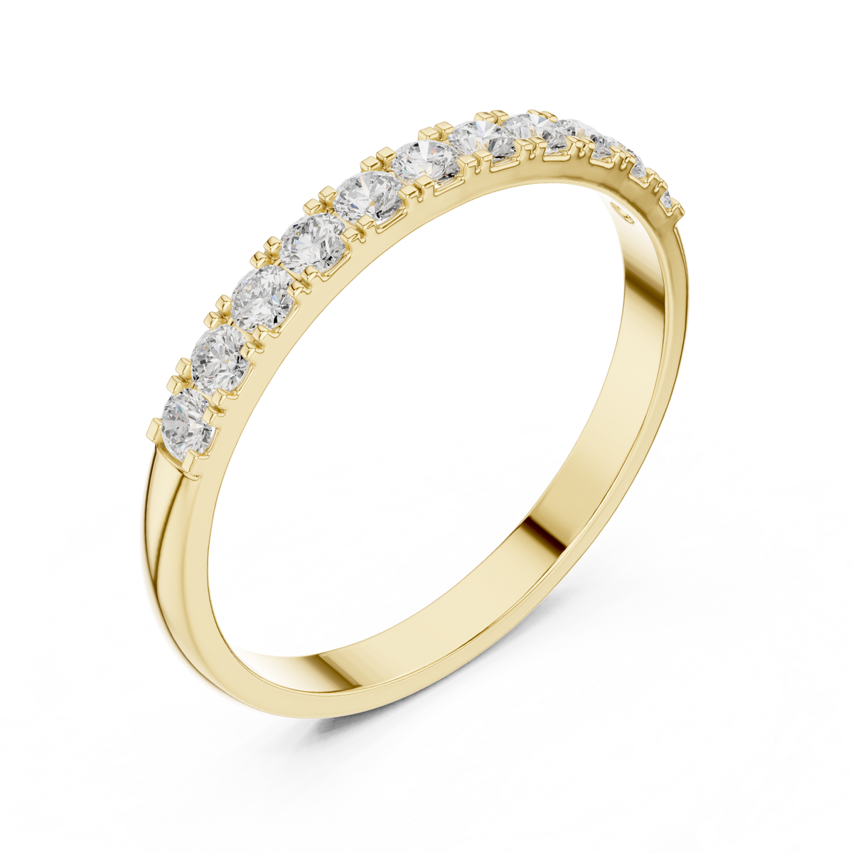Gold Pave Band Round Lab Grown Diamond Anora Ring
