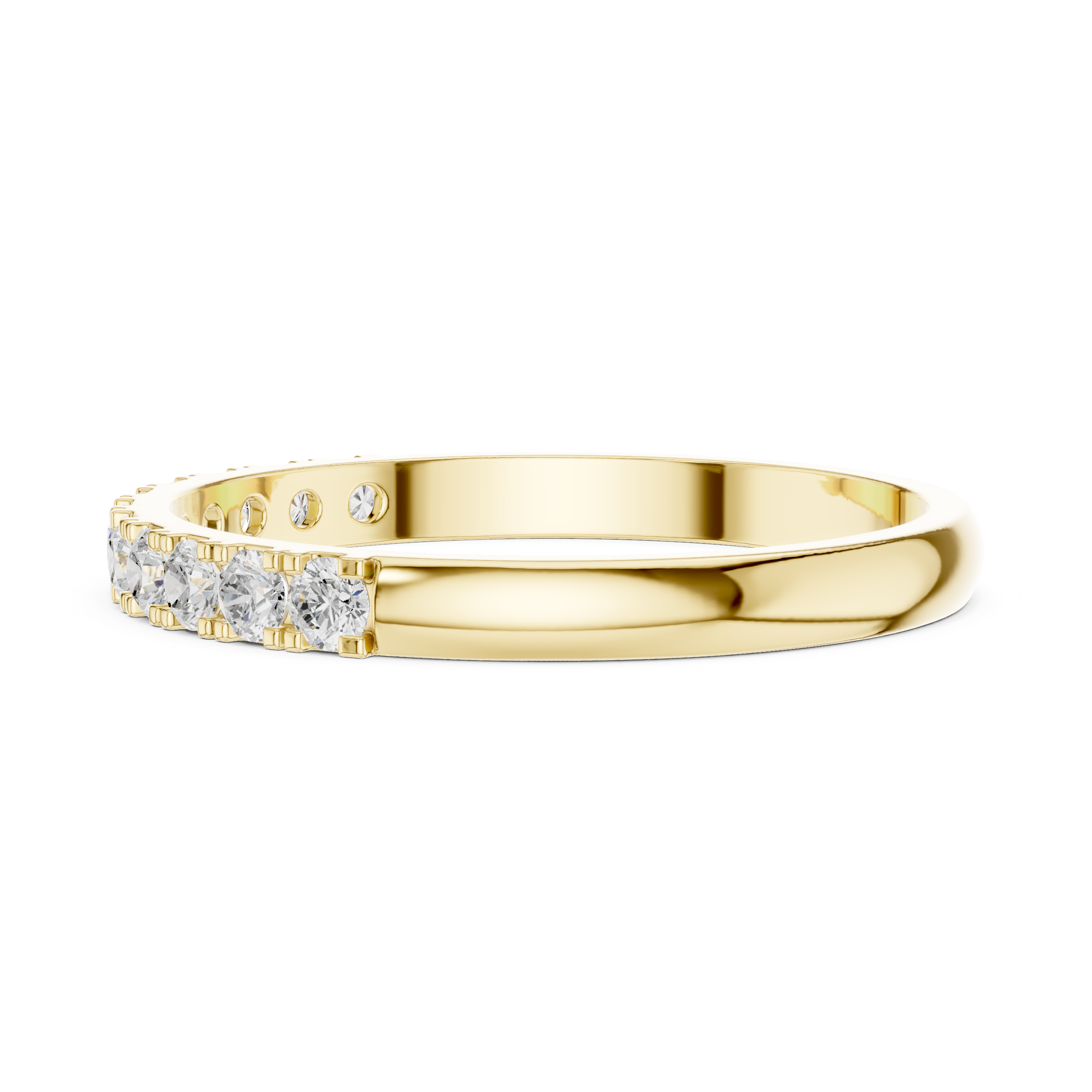 Gold Pave Band Round Lab Grown Diamond Anora Ring