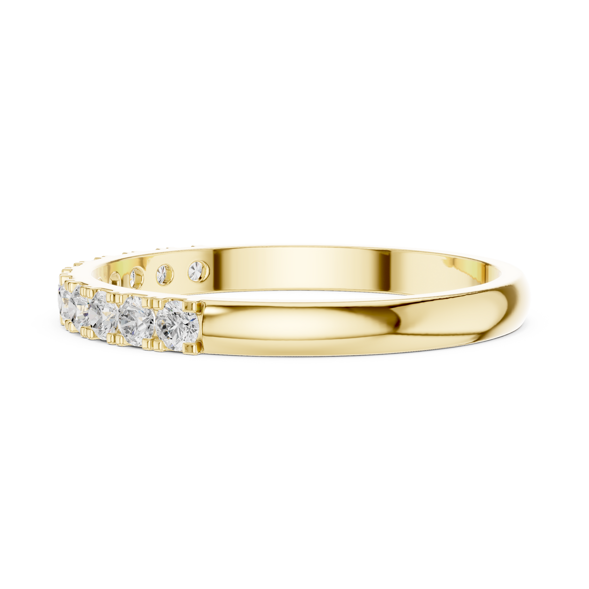 Gold Pave Band Round Lab Grown Diamond Anora Ring
