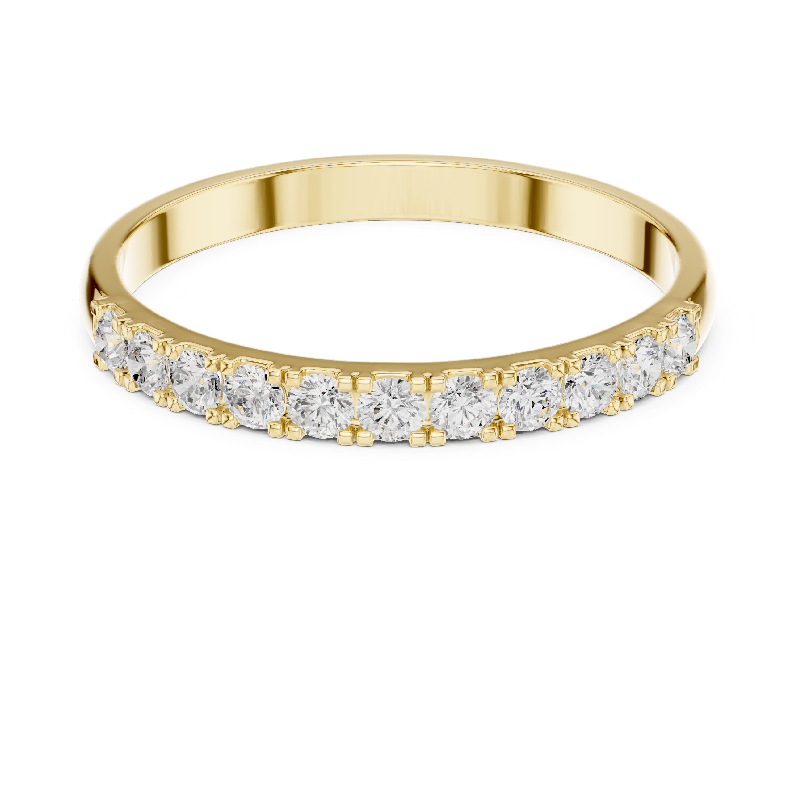 Gold Pave Band Round Lab Grown Diamond Anora Ring