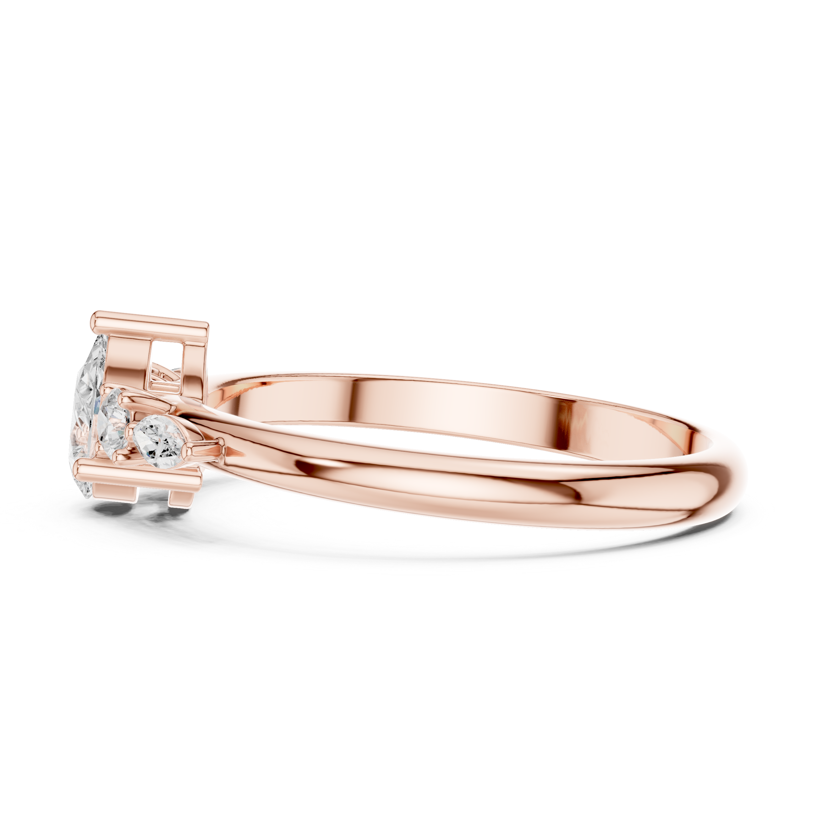 Gold Three Stone Pear Lab Grown Diamond Kireya Ring