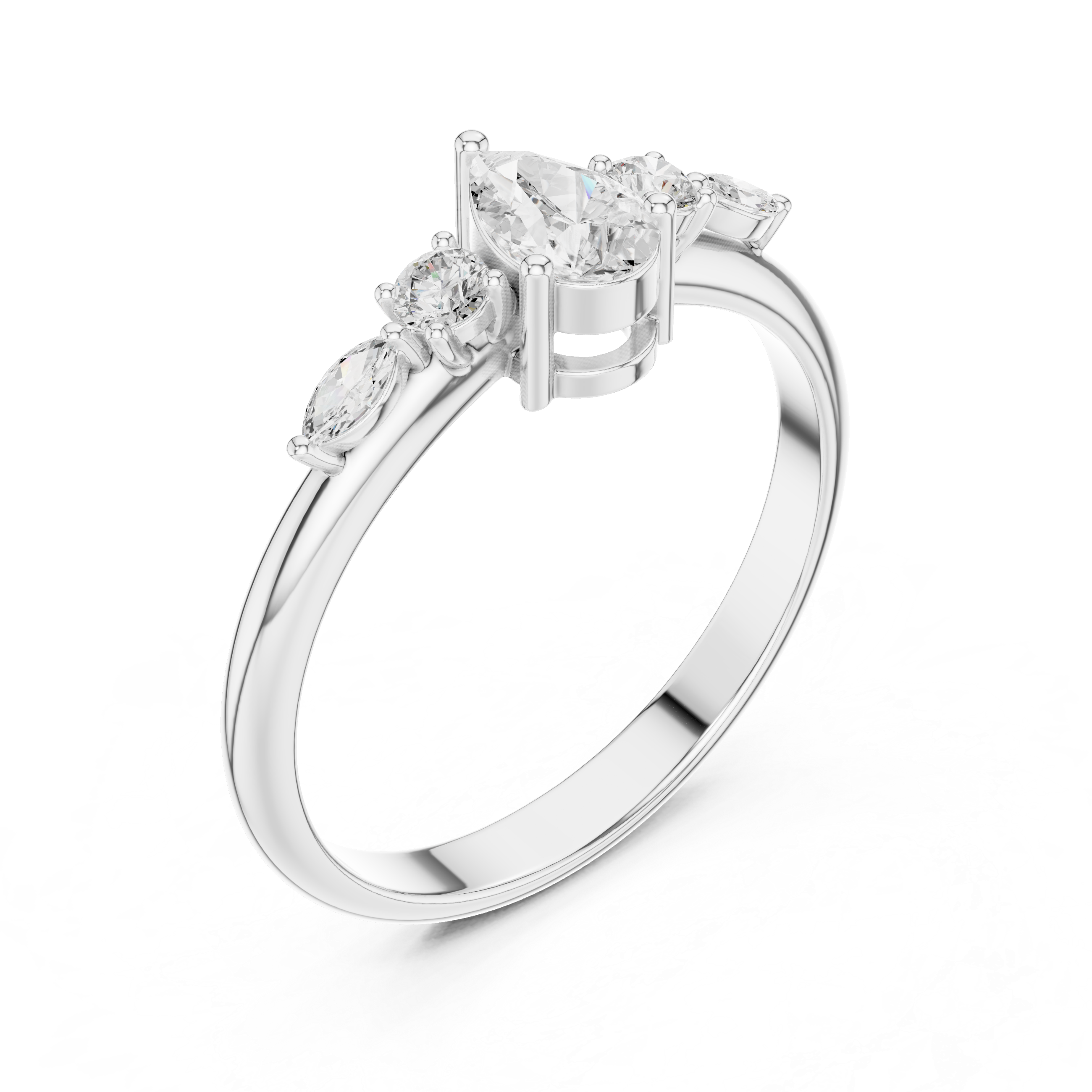 Gold Three Stone Pear Lab Grown Diamond Kireya Ring
