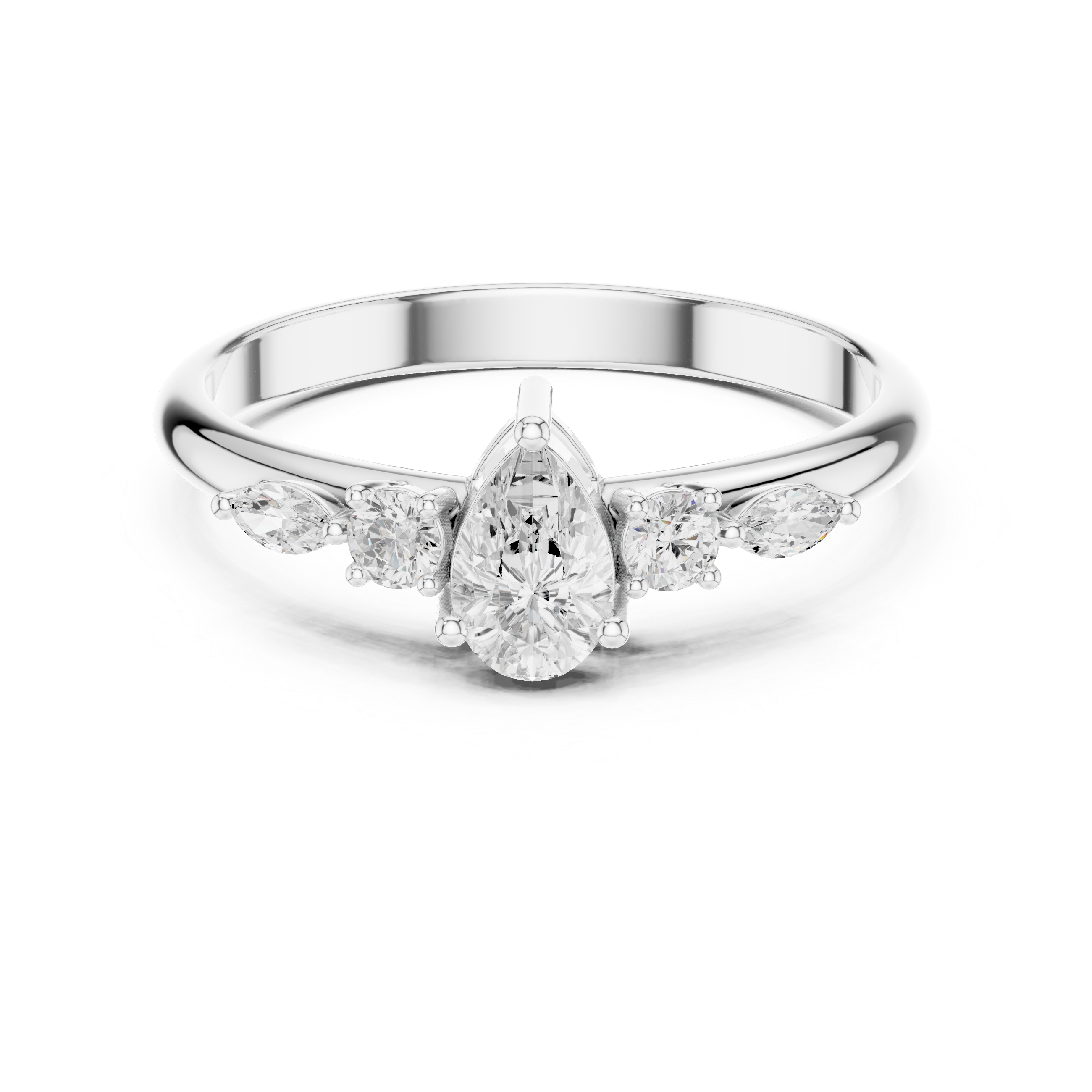 Gold Three Stone Pear Lab Grown Diamond Kireya Ring