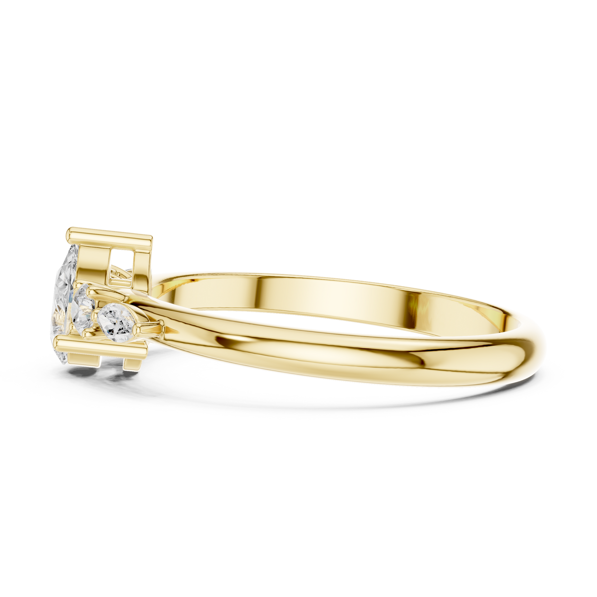 Gold Three Stone Pear Lab Grown Diamond Kireya Ring