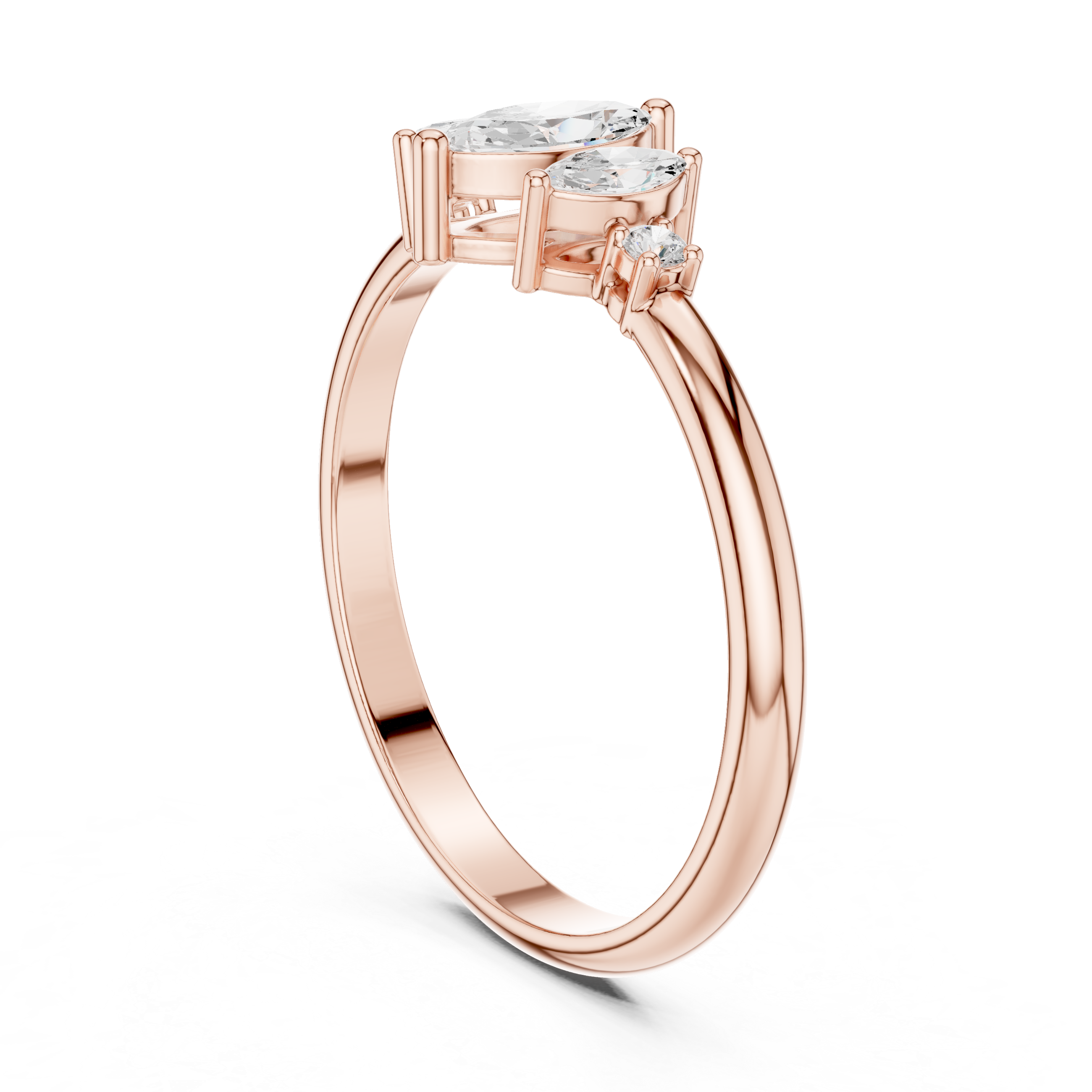 Gold Three Stone Marquise Lab Grown Diamond Zyphi Ring