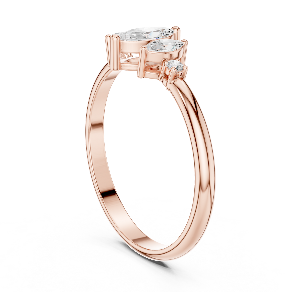 Gold Three Stone Marquise Lab Grown Diamond Zyphi Ring