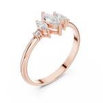 Gold Three Stone Marquise Lab Grown Diamond Zyphi Ring