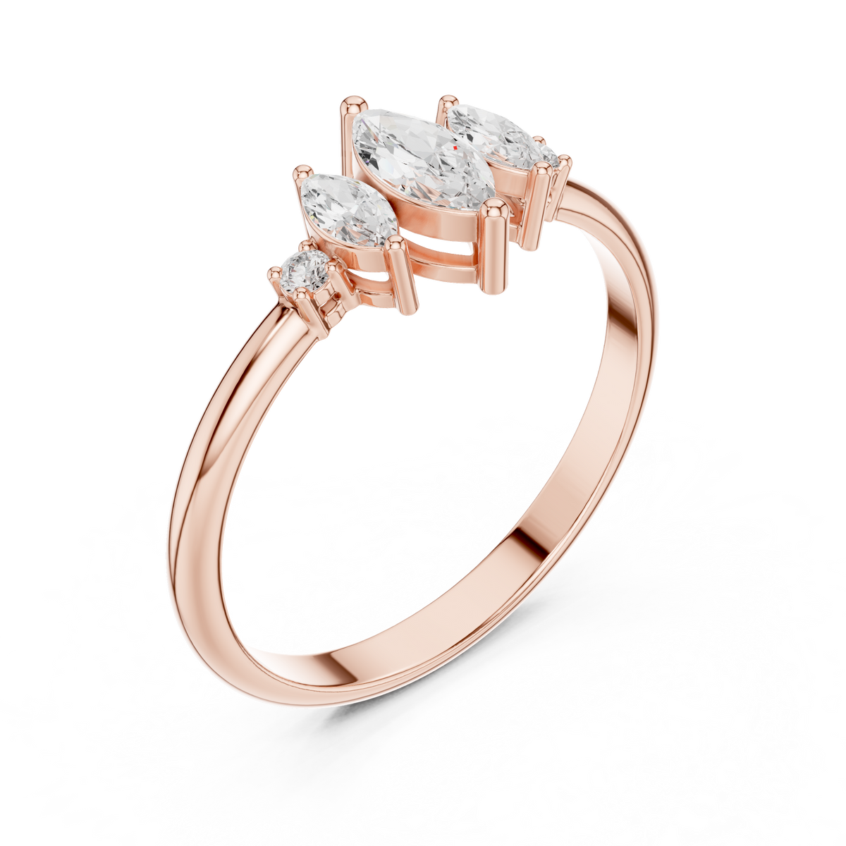 Gold Three Stone Marquise Lab Grown Diamond Zyphi Ring