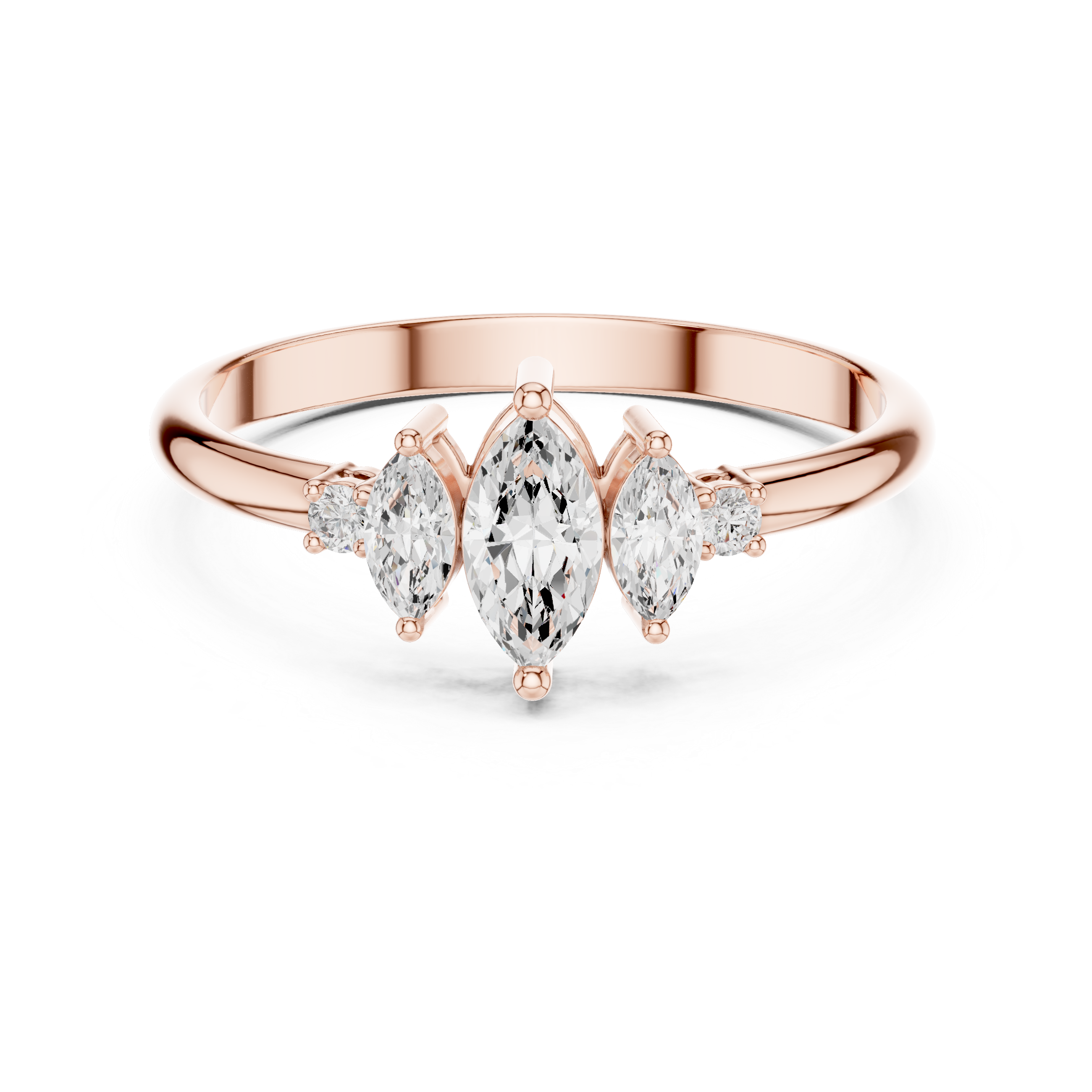 Gold Three Stone Marquise Lab Grown Diamond Zyphi Ring