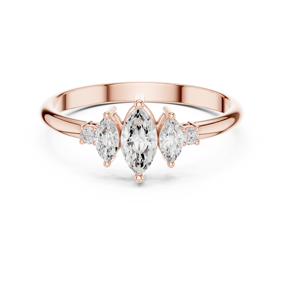 Gold Three Stone Marquise Lab Grown Diamond Zyphi Ring