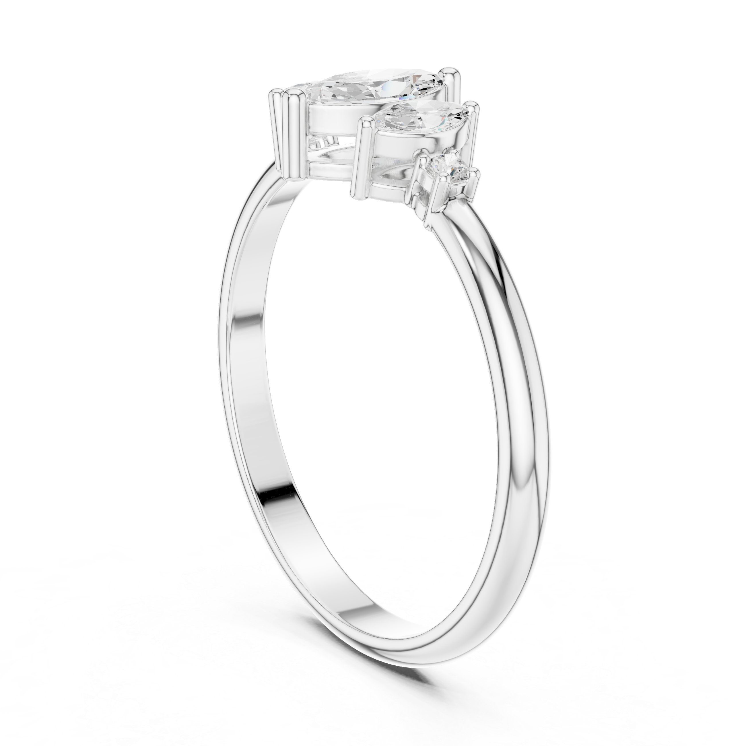 Gold Three Stone Marquise Lab Grown Diamond Zyphi Ring