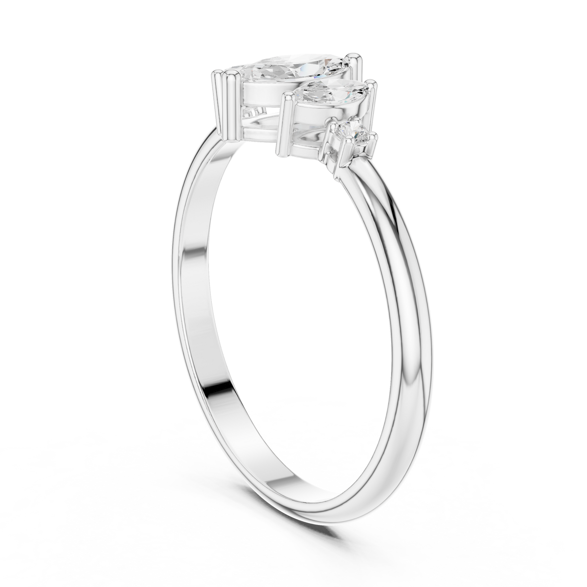 Gold Three Stone Marquise Lab Grown Diamond Zyphi Ring