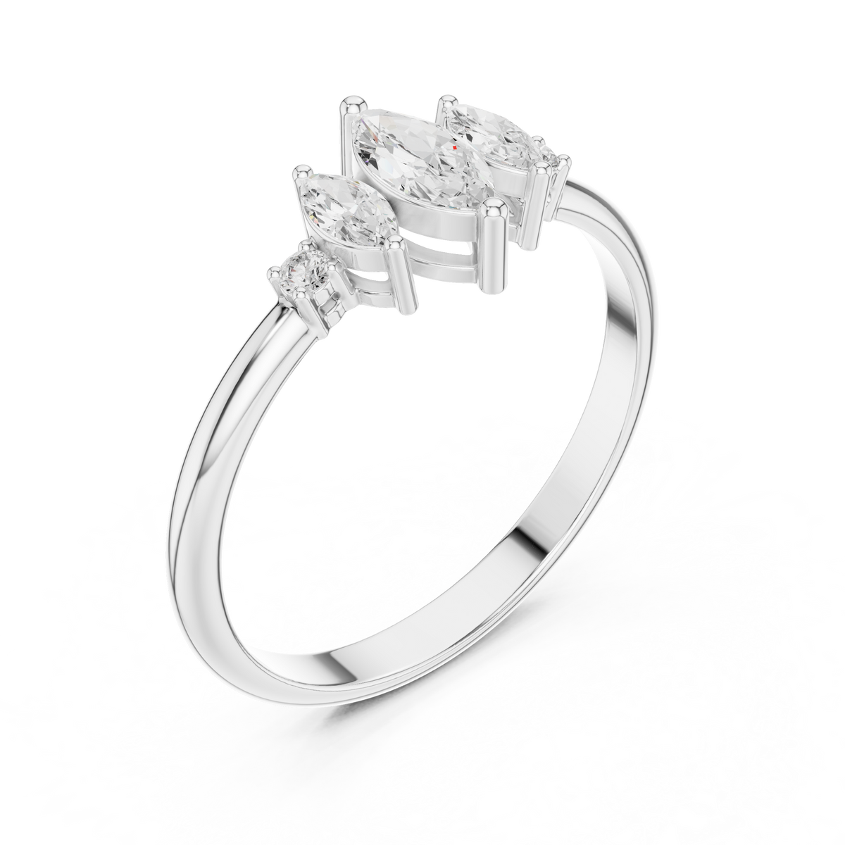 Gold Three Stone Marquise Lab Grown Diamond Zyphi Ring