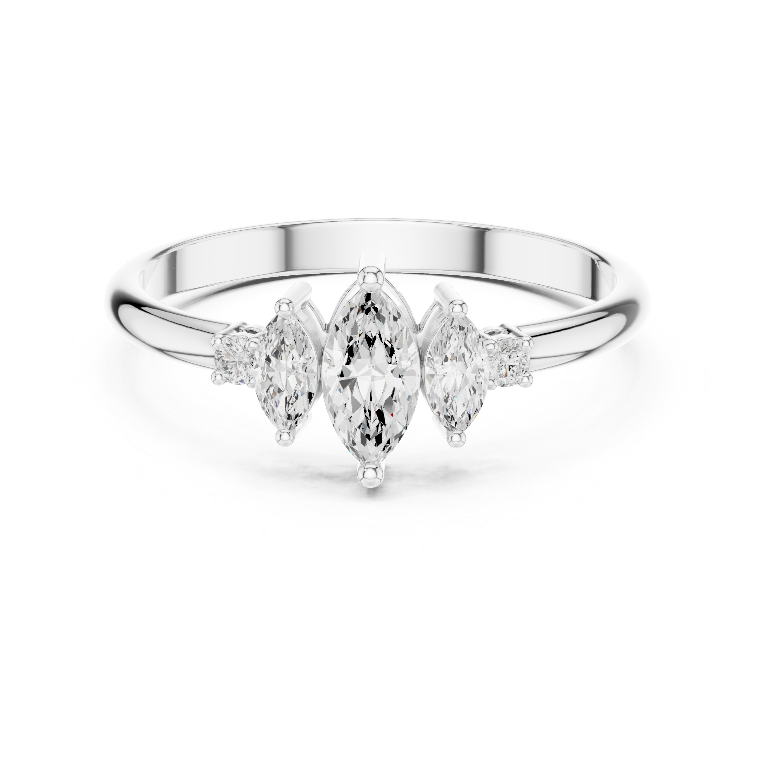 Gold Three Stone Marquise Lab Grown Diamond Zyphi Ring