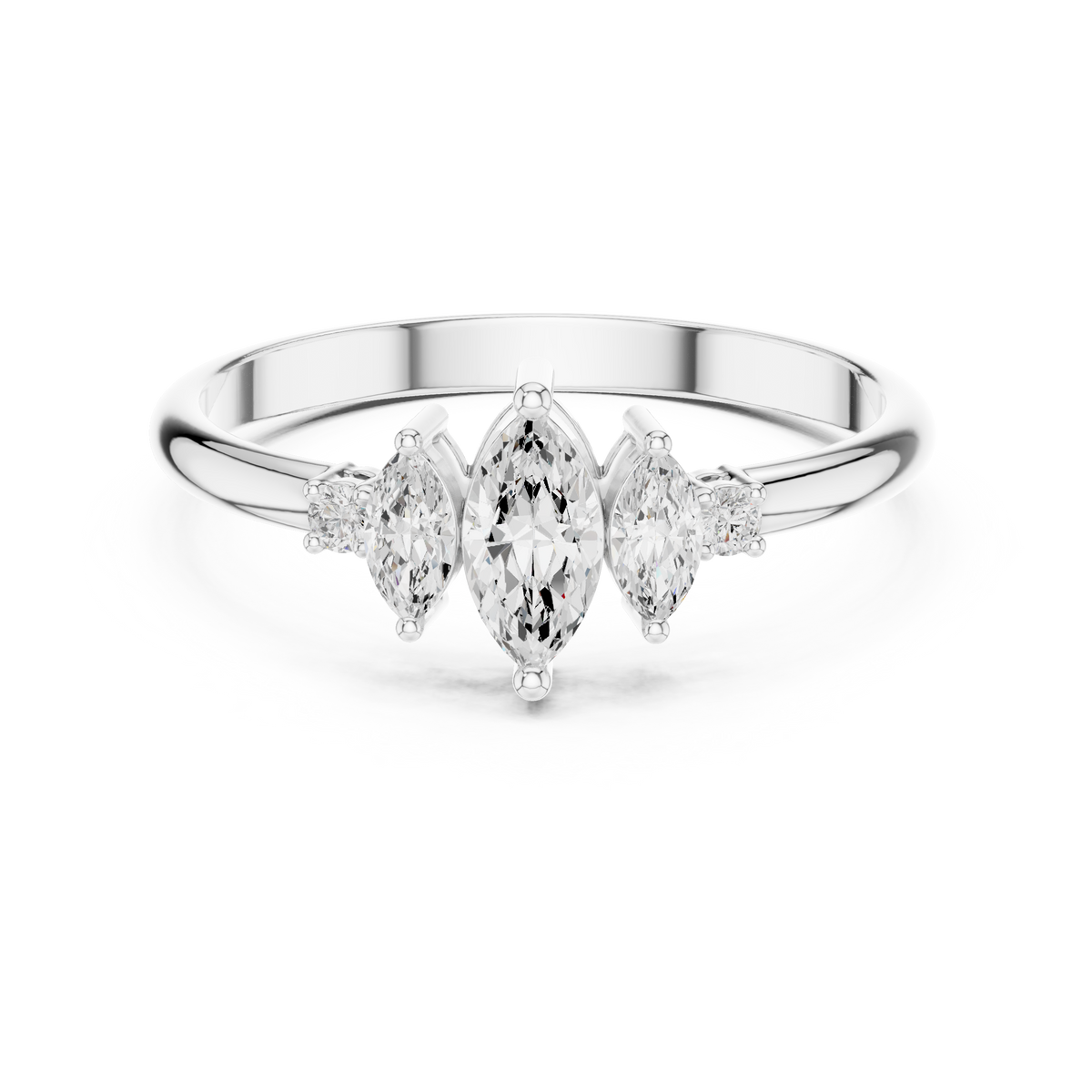 Gold Three Stone Marquise Lab Grown Diamond Zyphi Ring