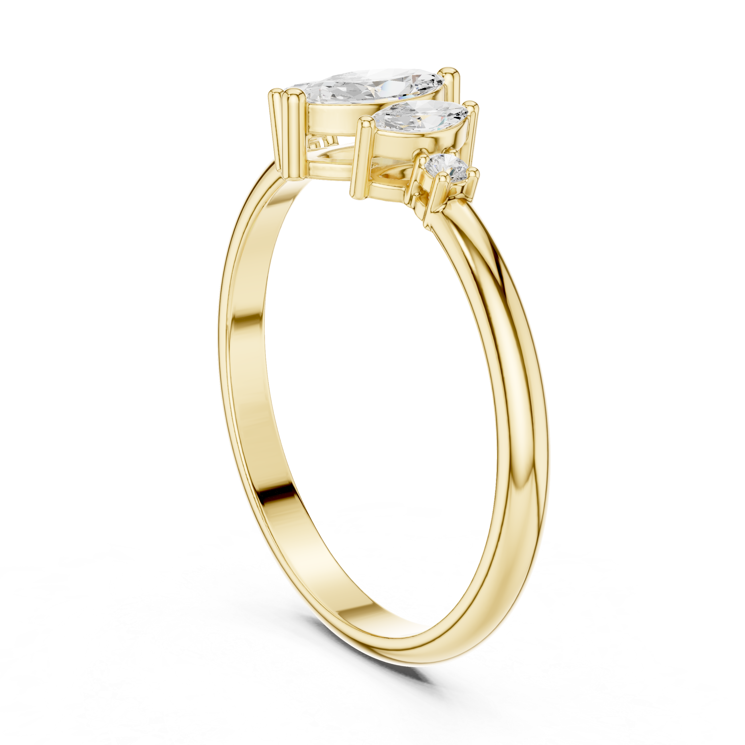 Gold Three Stone Marquise Lab Grown Diamond Zyphi Ring