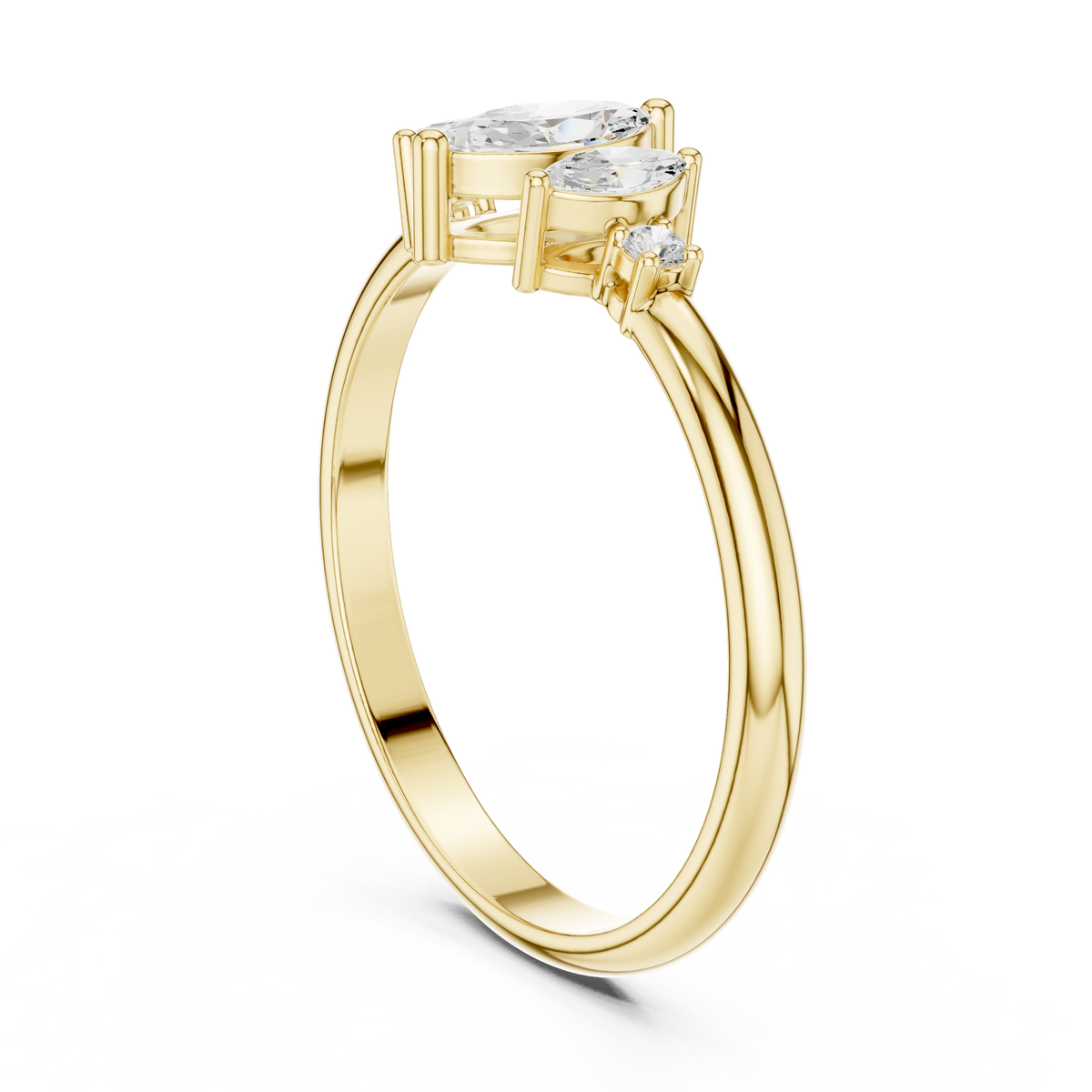 Gold Three Stone Marquise Lab Grown Diamond Zyphi Ring