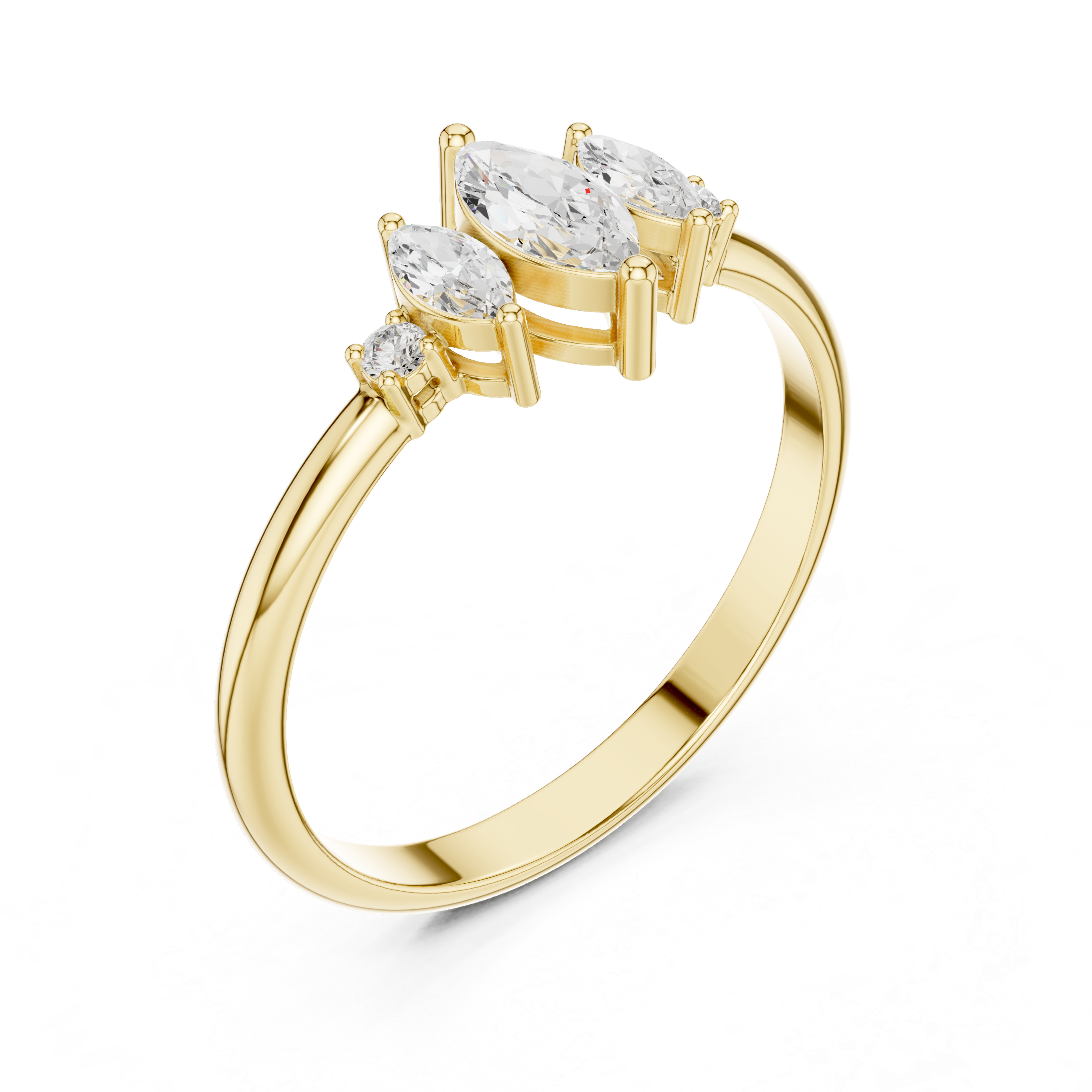 Gold Three Stone Marquise Lab Grown Diamond Zyphi Ring
