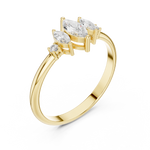 Gold Three Stone Marquise Lab Grown Diamond Zyphi Ring