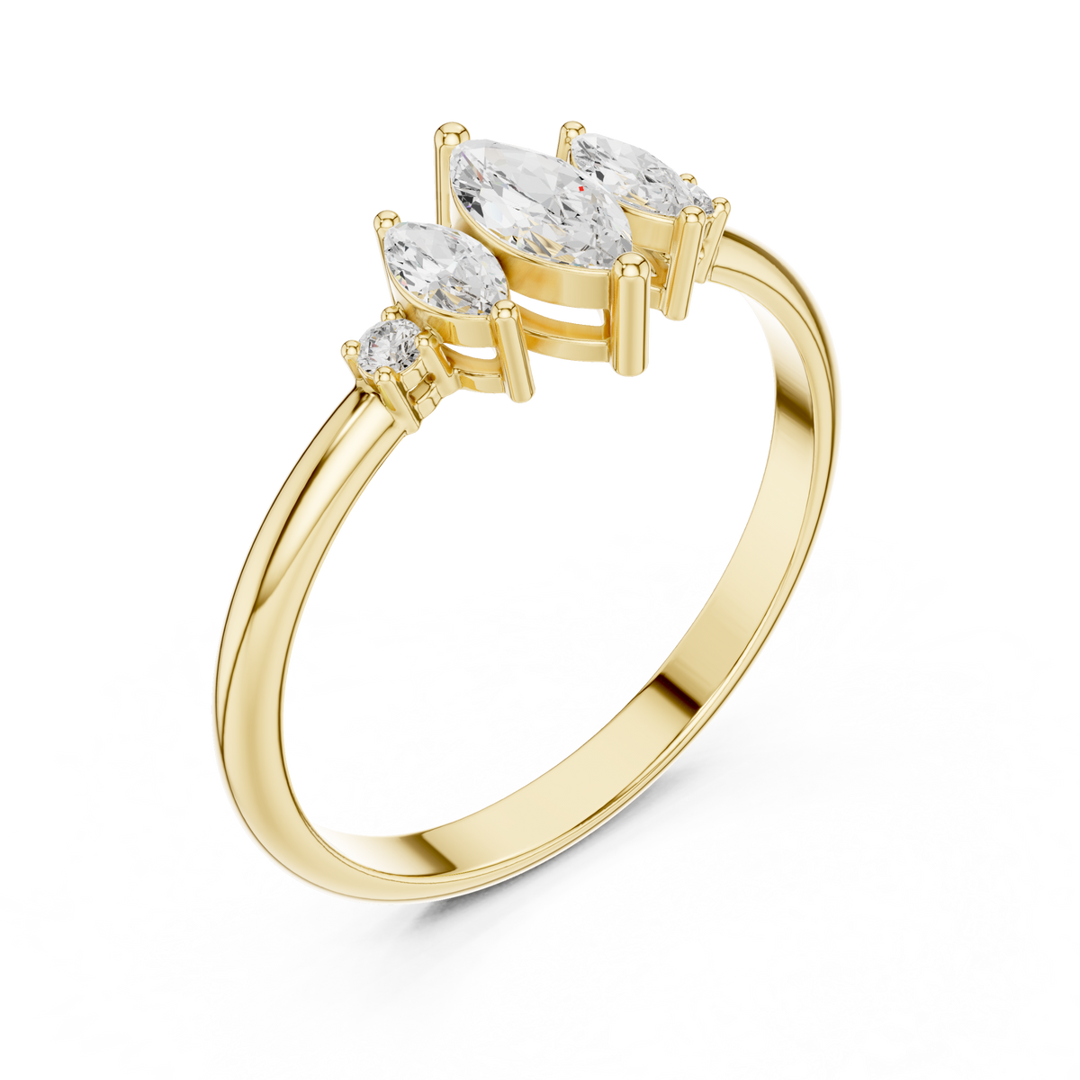 Gold Three Stone Marquise Lab Grown Diamond Zyphi Ring