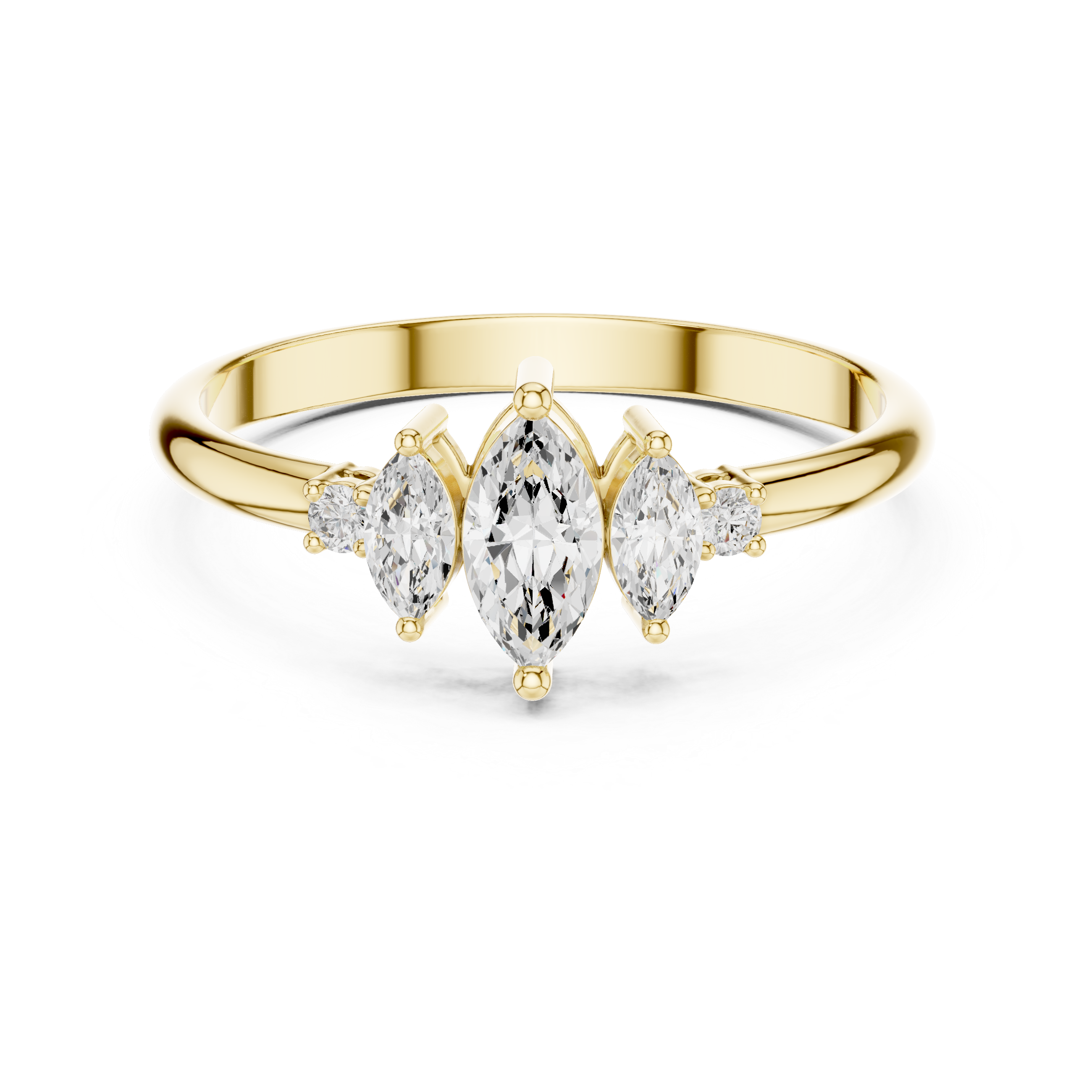 Gold Three Stone Marquise Lab Grown Diamond Zyphi Ring