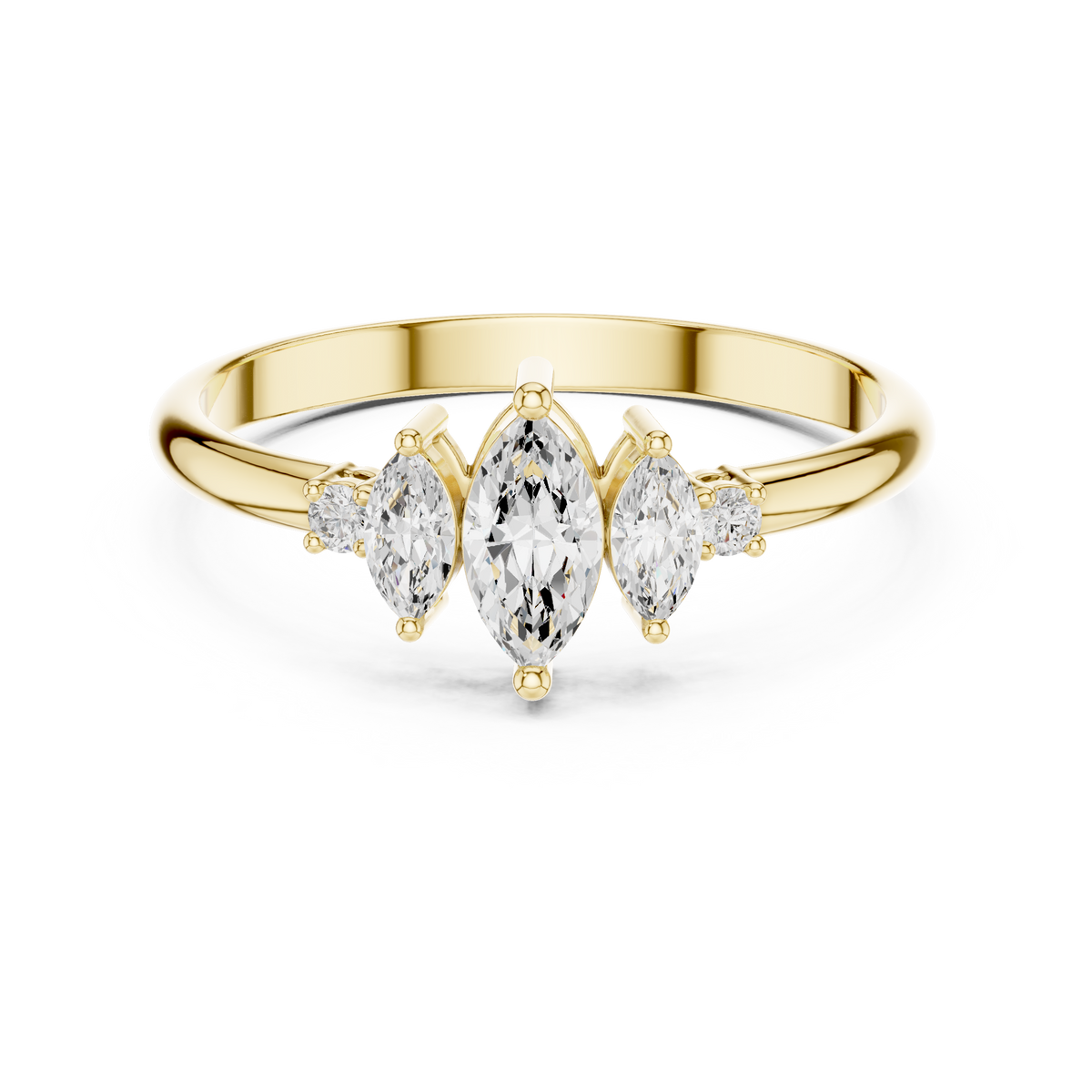 Gold Three Stone Marquise Lab Grown Diamond Zyphi Ring