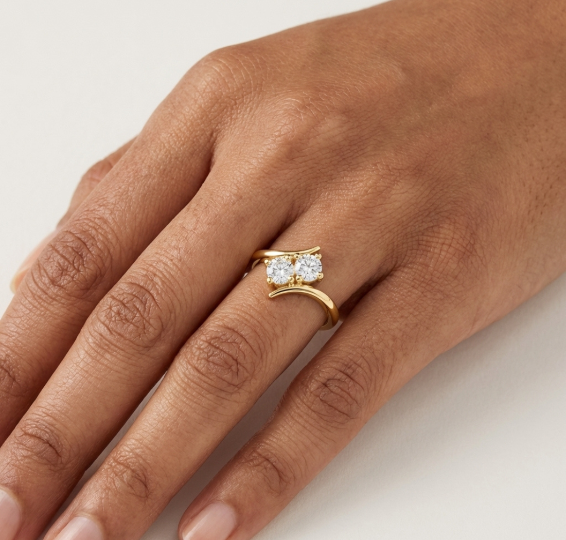 Gold Twin Stone Round Lab Grown Diamond Havyn Ring