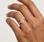 Gold Accent Round Lab Grown Diamond Hazel Ring