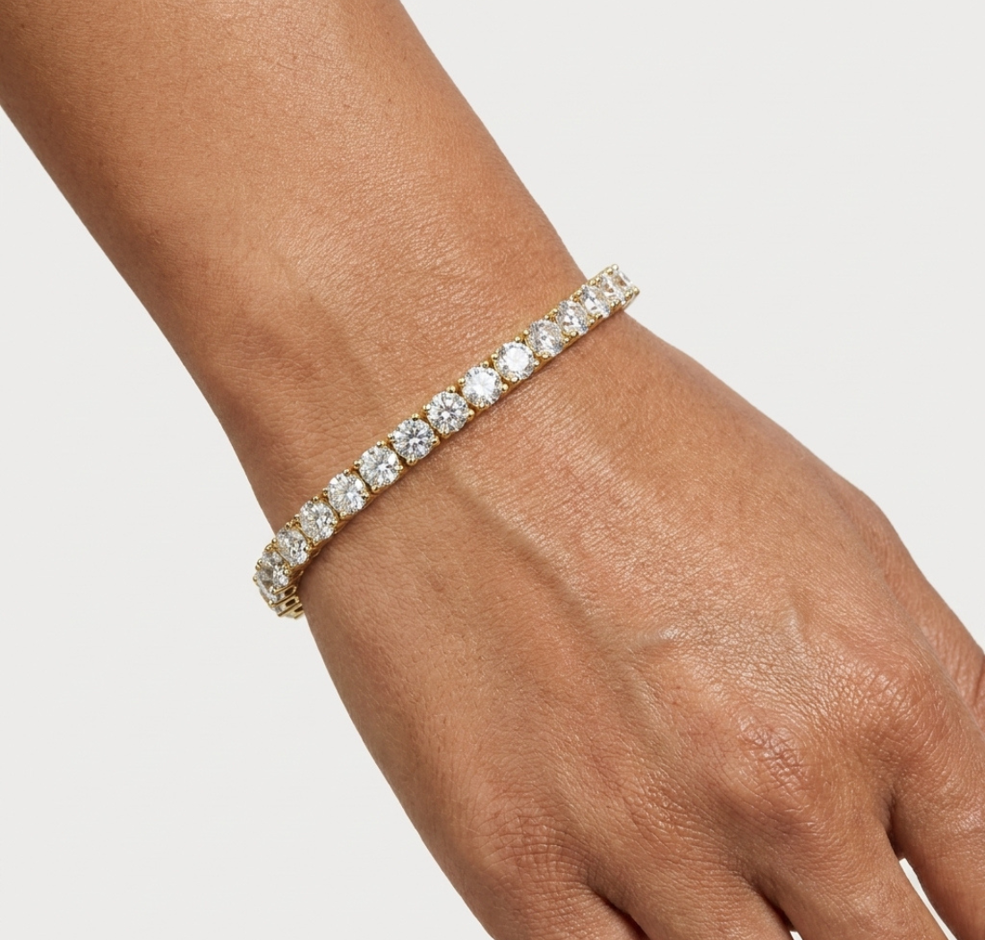 Gold 7Ct Tennis Round Lab Grown Diamond Helen Bracelet
