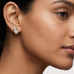 Gold 2Ct Swirl Petal Leaf Marquise Lab Grown Diamond Helix Earring