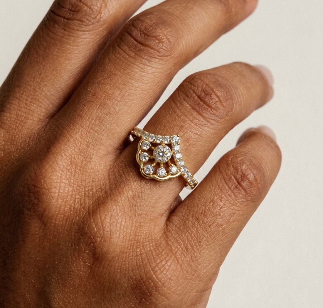 Gold Cluster Pave Round Lab Grown Diamond Inara Ring