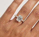 Gold 3Ct 4Prong Solitaire Emerald Marquise Side Stone Lab Grown Diamond Isaiah Ring