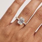 Gold 3Ct 4Prong Solitaire Emerald Marquise Side Stone Lab Grown Diamond Isaiah Ring