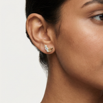 Gold Pave Leaf Round Lab Grown Diamond Isera Earring