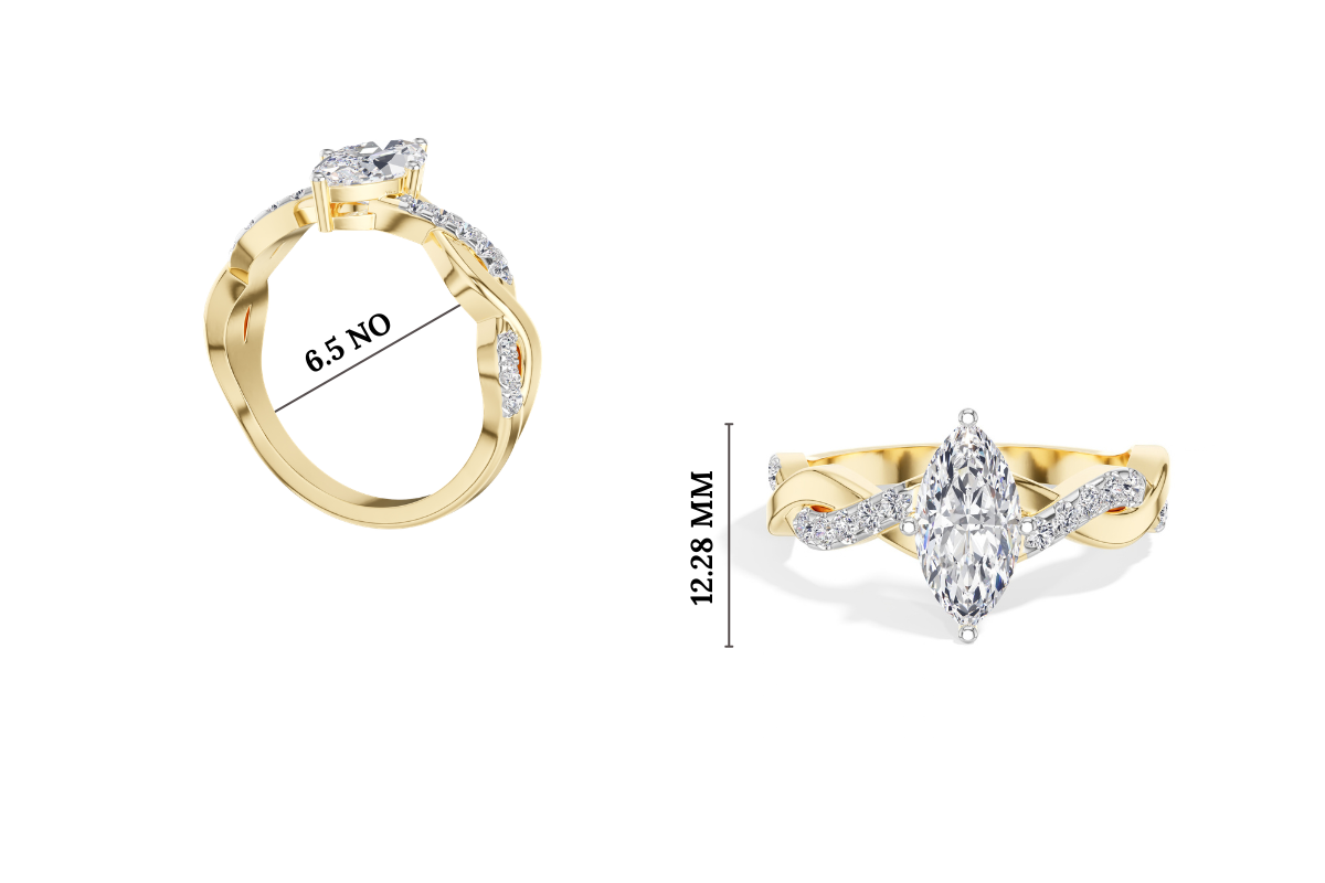 Marquise Twisted Pave Lab Grown Diamond Ivera Engagement Ring