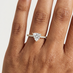 Gold 1 5Ct Pave Solitaire Three Prong Trillion Lab Grown Diamond Ixel Ring