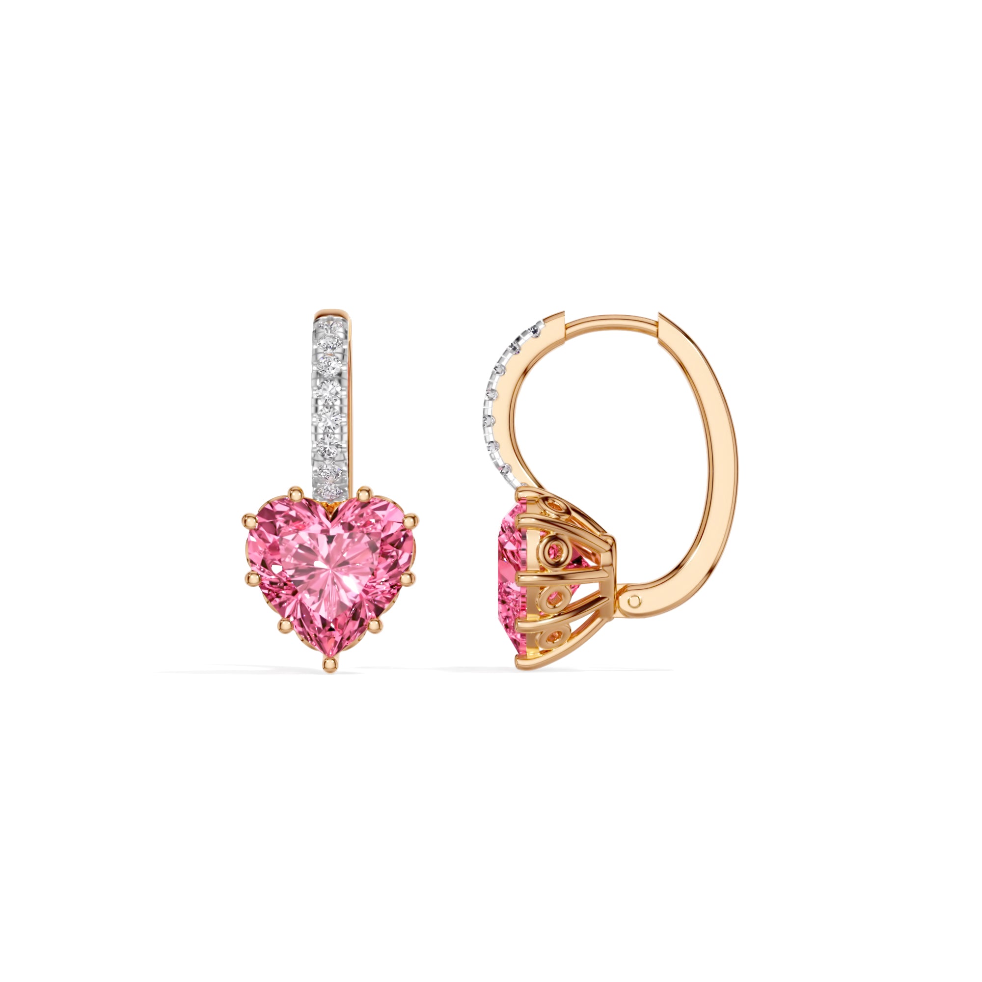 Rose Gold 6 50Ct Heart Drop Lab Grown Diamond Arzen Earring