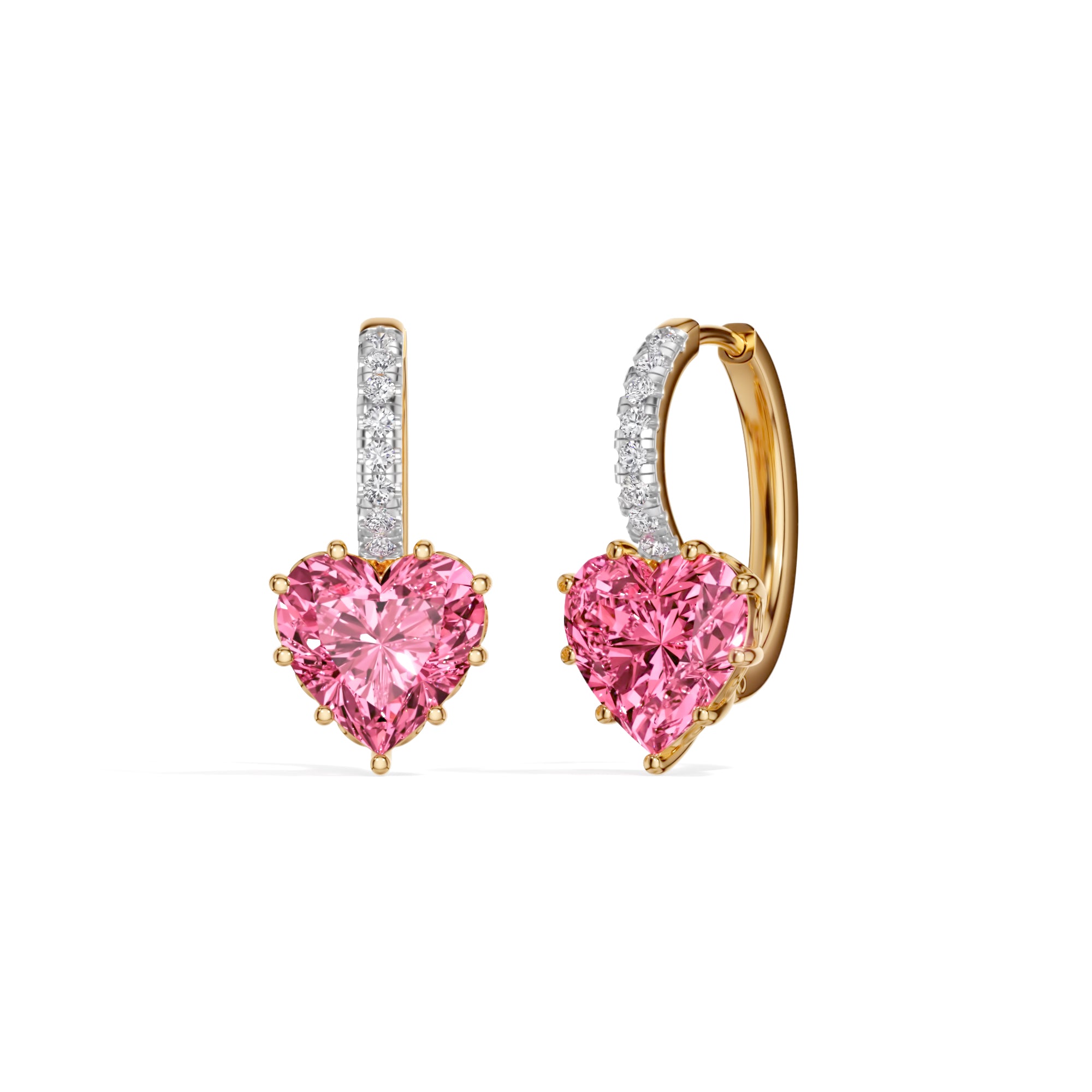 Yellow Gold 6 50Ct Heart Drop Lab Grown Diamond Arzen Earring