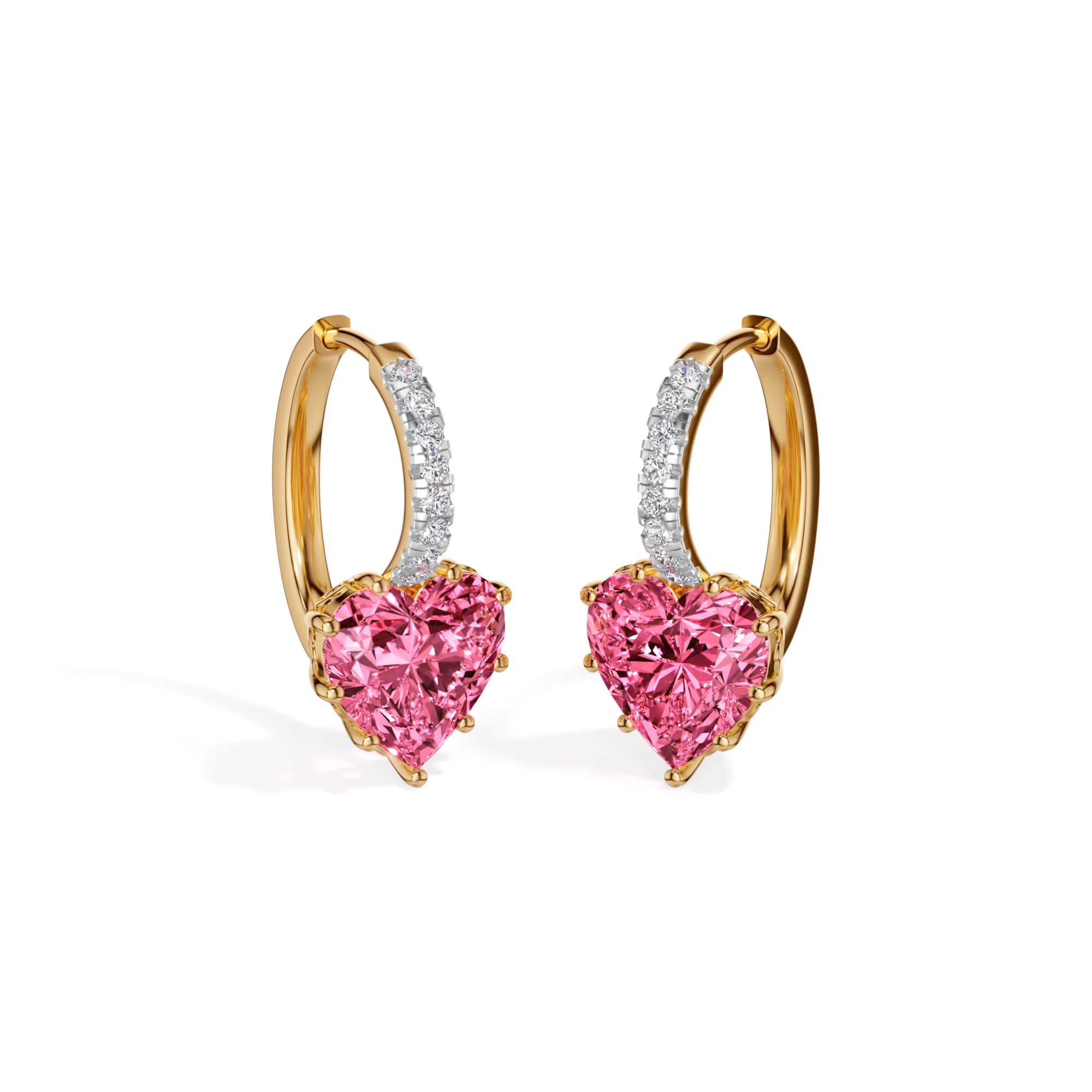Yellow Gold 6 50Ct Heart Drop Lab Grown Diamond Arzen Earring
