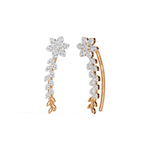 Rose Gold Floral Drop Round Lab Grown Diamond Kaevira Earring
