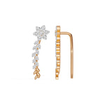 Rose Gold Floral Drop Round Lab Grown Diamond Kaevira Earring