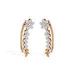 Rose Gold Floral Drop Round Lab Grown Diamond Kaevira Earring