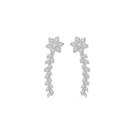 White Gold Floral Drop Round Lab Grown Diamond Kaevira Earring