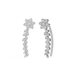 White Gold Floral Drop Round Lab Grown Diamond Kaevira Earring